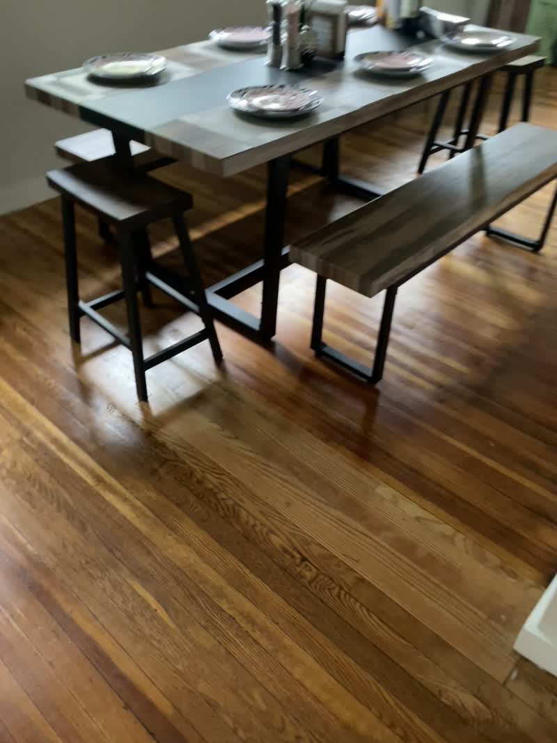 Clean & Polished polished hardwood floor and dining area cleaning